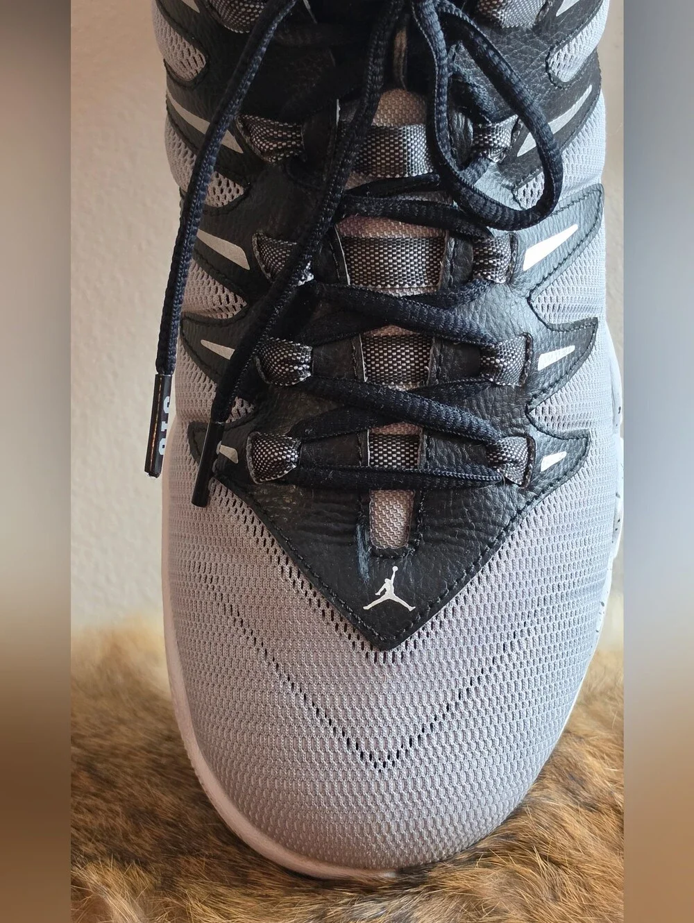 Jordan Men's Gray and Black High-Top Athletic Basketball Shoes